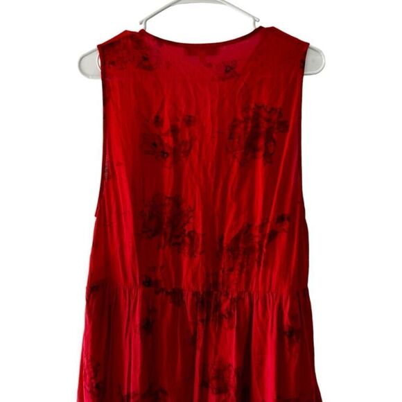 IRO Red Sleeveless Floral Asymmetrical Midi Dress Women's EU Size 40 US size 8 - Picture 10 of 12